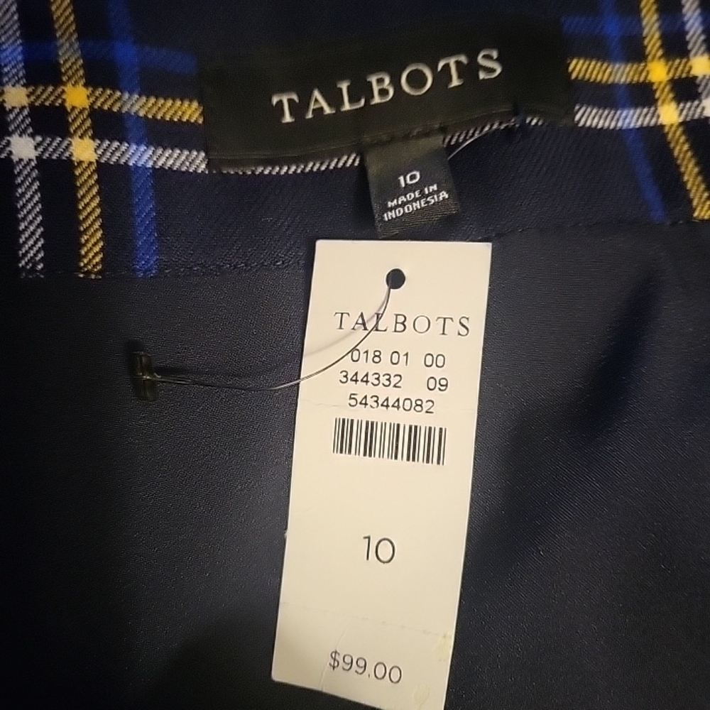 Talbots Navy Plaid Mini Skirt with Red & Yellow Stripes - Picture 8 of 10
